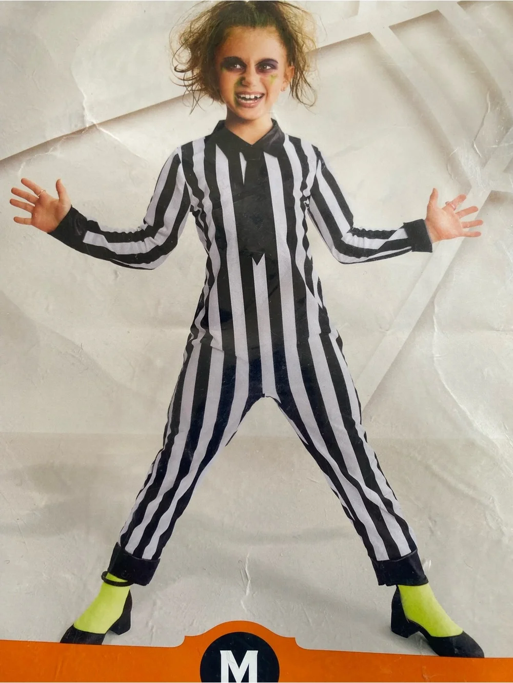 New Halloween Hyde & Eek! Kids Medium Striped Jumpsuit Costume